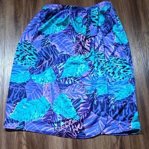 Jantzen Turquoise & Purple Printed Swim Sarong Skirt